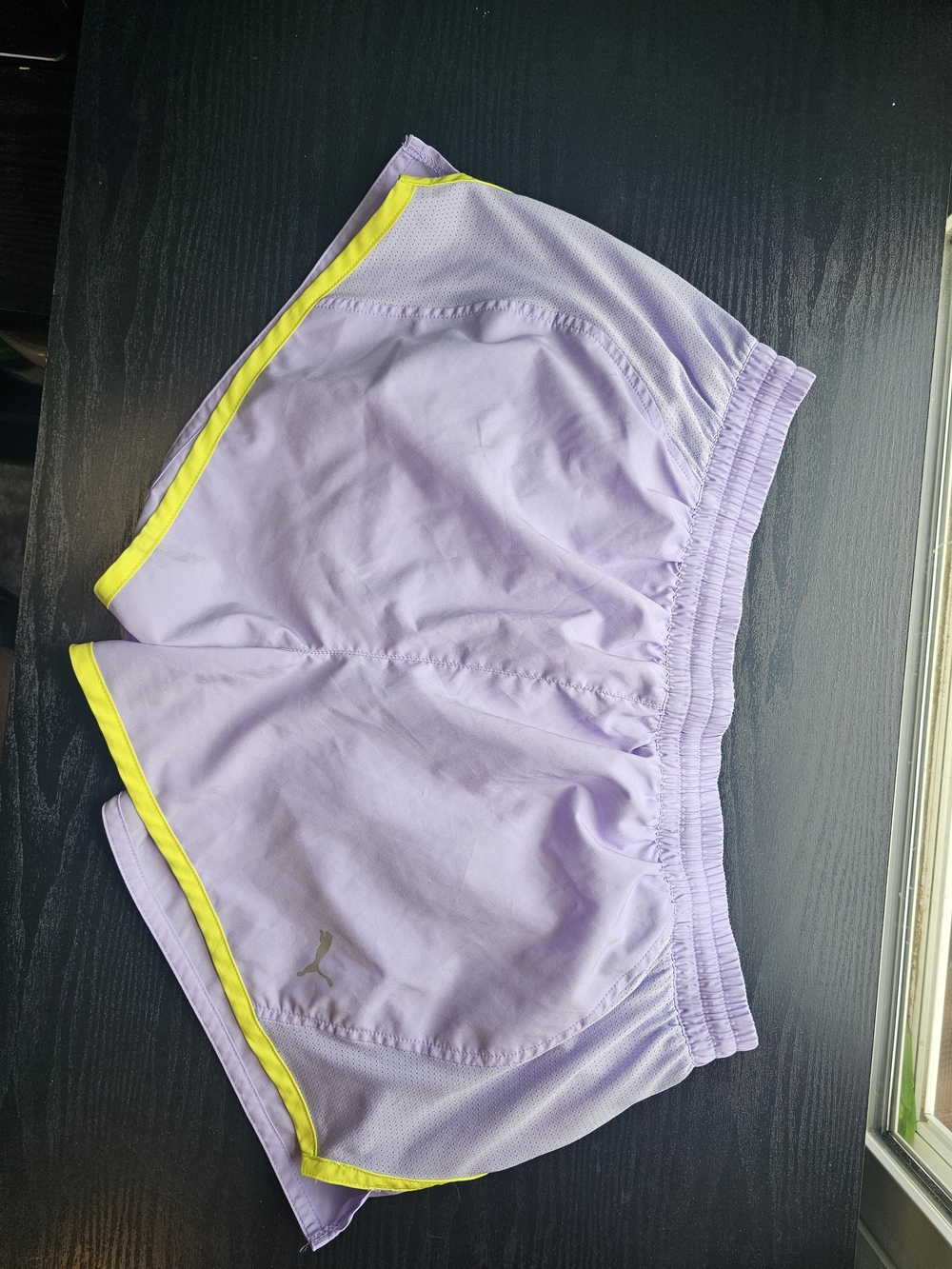Puma Lavender Athletic Dri Cell Running Shorts with Yellow Trim Women's L